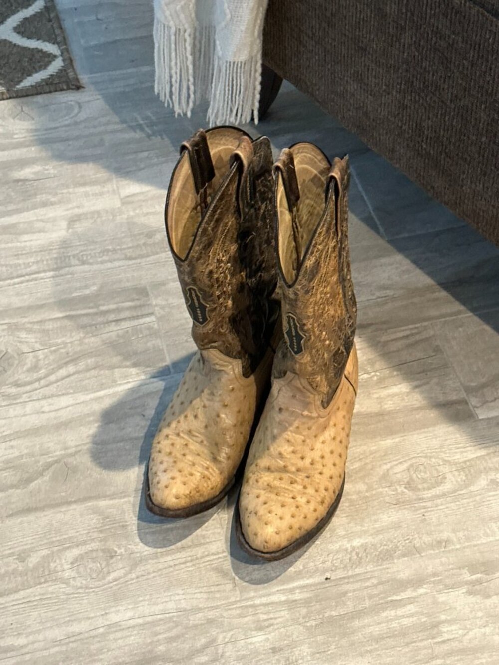 Laredo Men's Exotic Full-Quill Ostrich Leather Western Cowboy Boots | Size 9.5 D